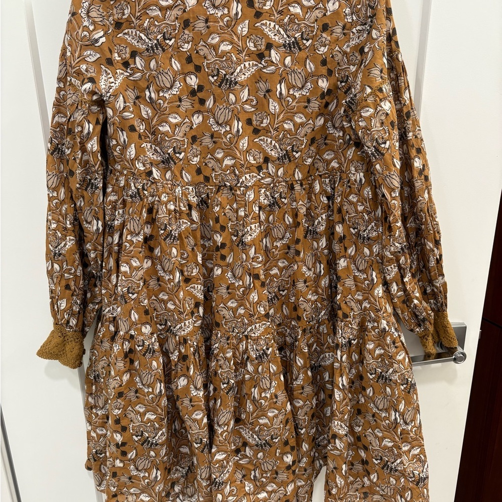Anthropologie Let Me Be Jemma Floral Crochet Tiered Peasant Mini Dress Size 4 - Picture 11 of 15